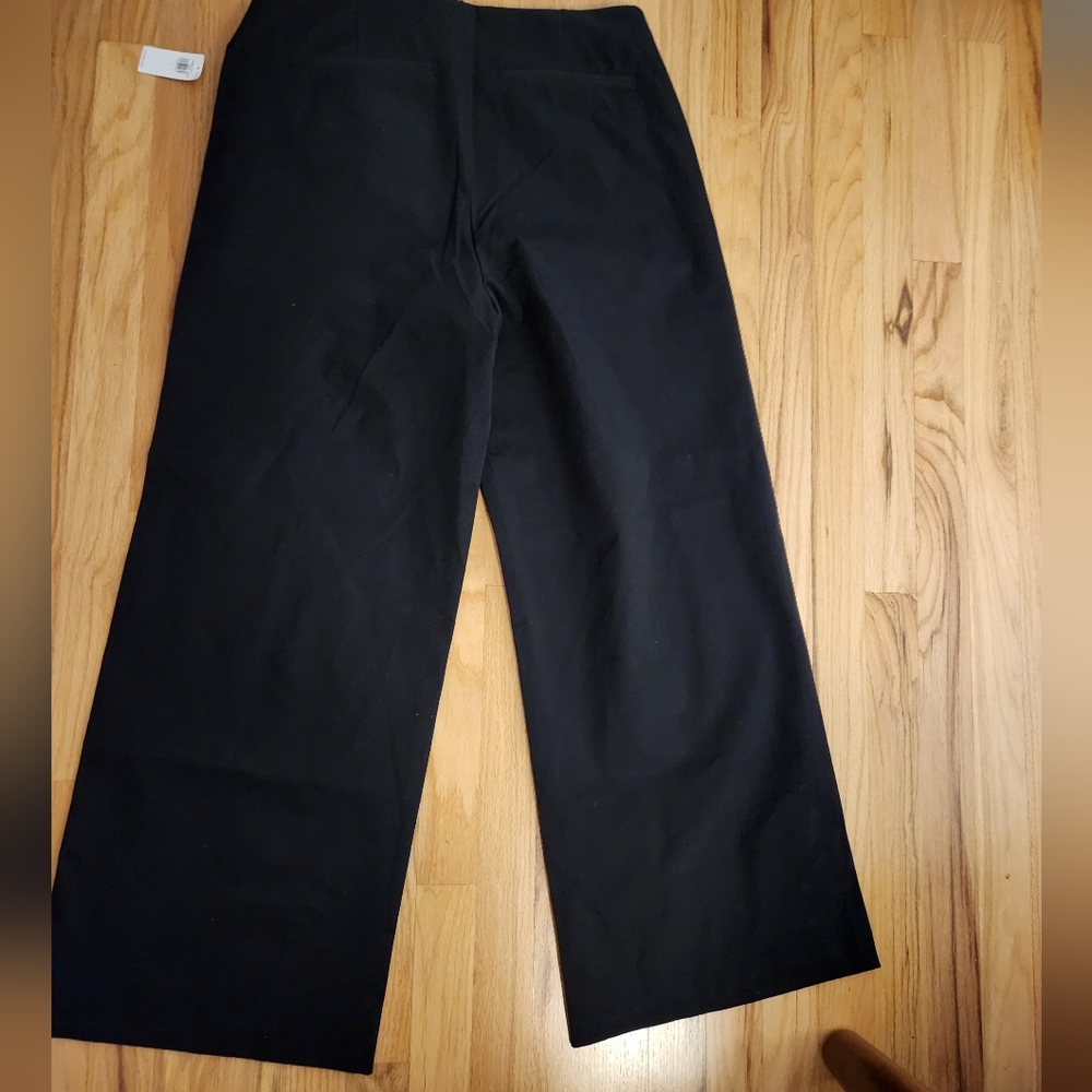Black, high waisted, pull on pixie wide leg pants